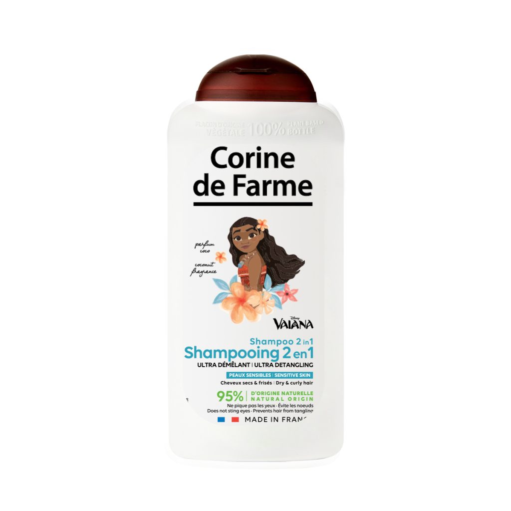 Szampon Odżywczy 2w1 Ultra Rozplątujący Dla Dzieci Vaiana Księżniczka Disney - Włosy Suche i Kręcone - Corine de Farme - Wyprodukowane we Francji - Clean Beauty