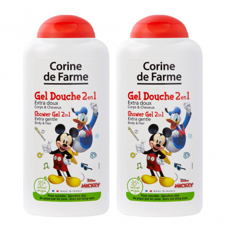 Lot de 2 Gels Douche Disney Mickey Extra Doux 2 en 1 Corps & Cheveux 250ml